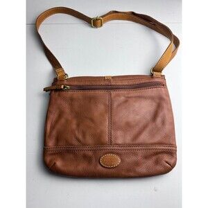 Fossil Brown Leather Messager Crossbody Handbag